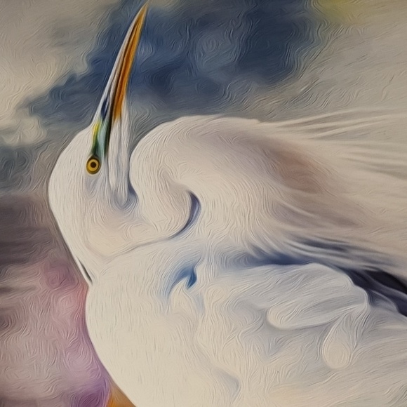 11x14 Great Egret Watercolor Oil Painting Print - Picture 2 of 5